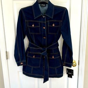 Jones New York denim long tie waist jacket Medium